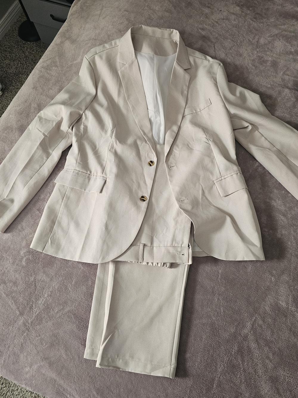 SHEIN Light Cream Two-Piece Suit Blazer and Trousers